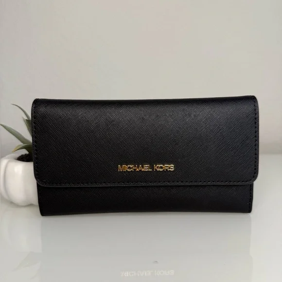 MICHAEL KORS Jet Set Travel SM Top Zip Shoulder Tote & Trifold Wallet Black NWT - Picture 11 of 16